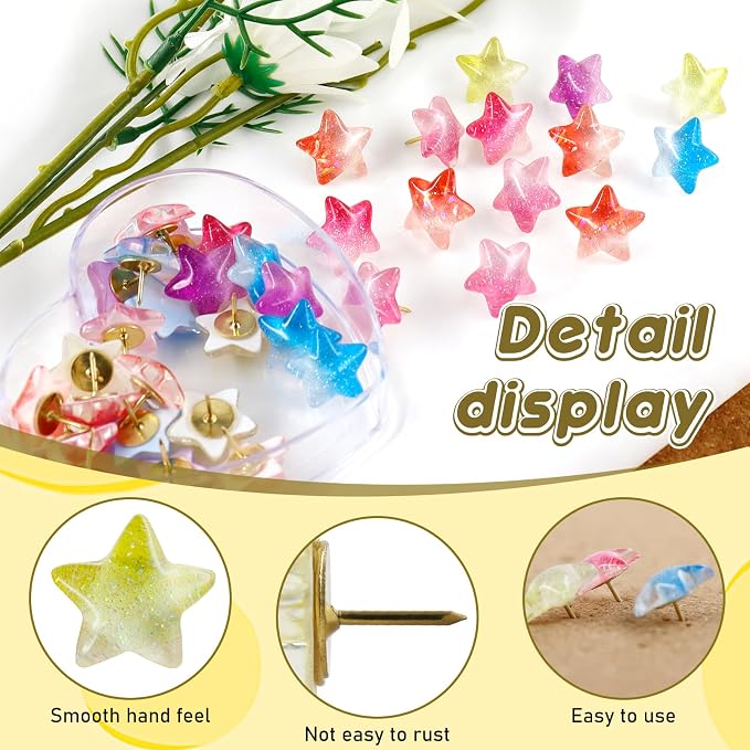 40 Pcs Gradient Star Push Pins - Image 3