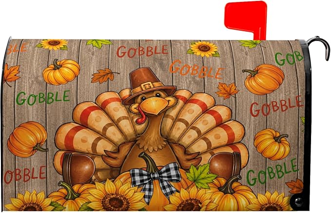 Thanksgiving Turkey Mailbox Cover Magnetic Standard Size Fall Pumpkin Mailbox by farg