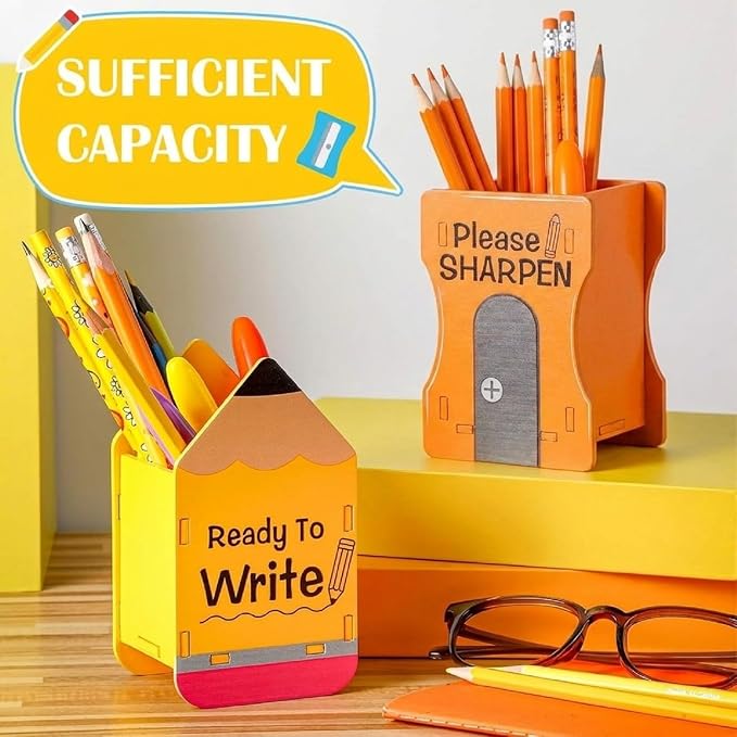 Sherr 2 Pcs Wood Pencil Holder Pencils and Sharpener Shaped Sharp and Dull Pen - Image 3