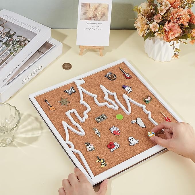 BENECREAT Square Castle Pin Board, 11.8x11.8inch Bulletin Display Board - Image 3