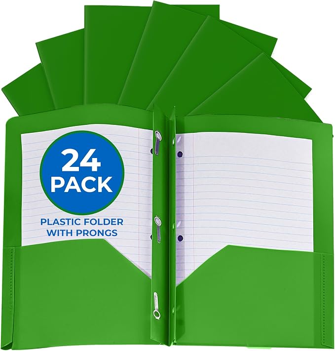 24 Pack Green Plastic Folders by EPI