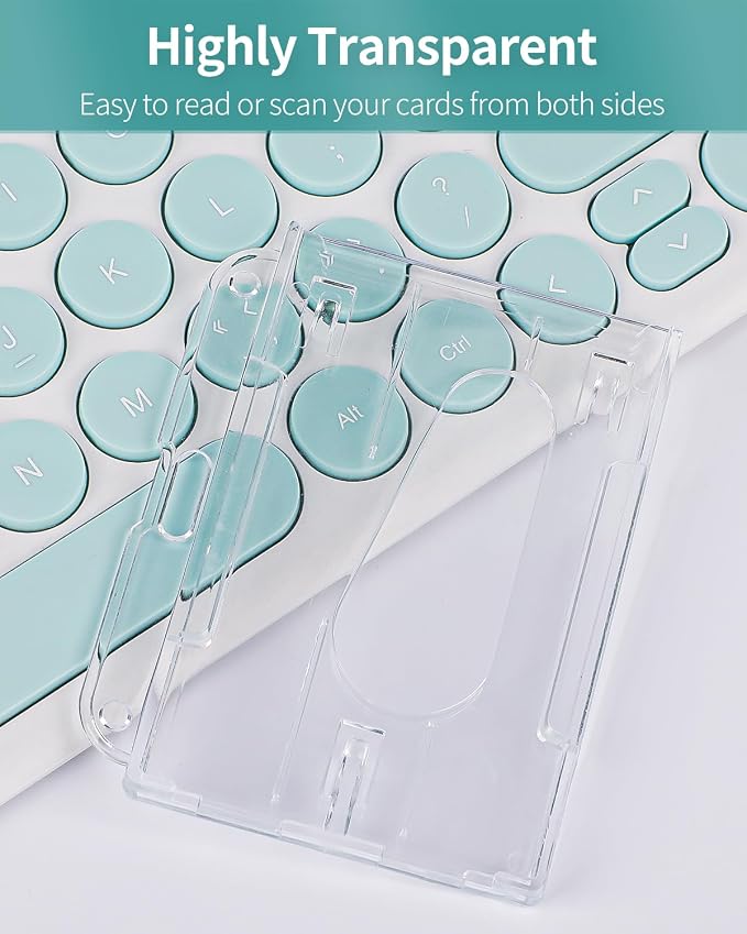 Uniclife 2 Pack Thumb-Slot Badge Holder 2-Card Horizontal Clear Plastic Case - Image 8