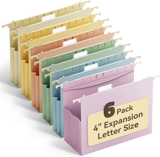 Ansook Plastic Hanging File Folders, Expandable Letter Size 4 Inch File Folders by Ansook