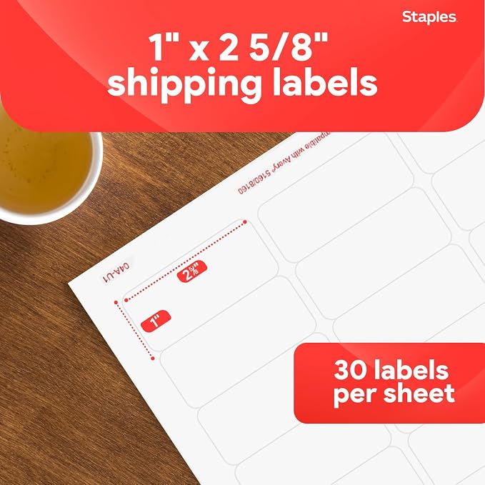 Staples 1" x 2-5/8" Address Labels, 750 Labels per Box - Image 2