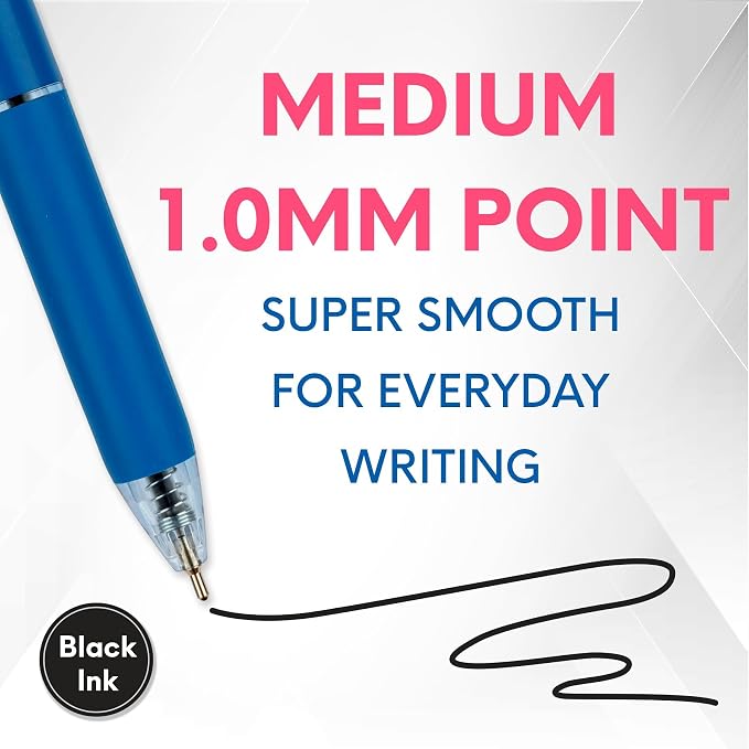 FLEXOFFICE 10-Count Retractable Ballpoint Pens, Medium Point 1.0mm, Pastel - Image 2