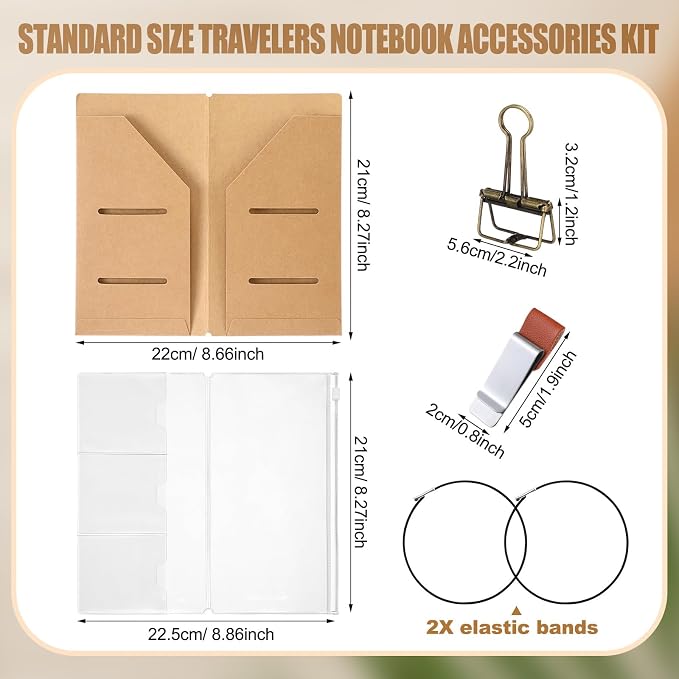 Travelers Journal Notebook Accessories Kit Include Travel Kraft File Folder - Image 2