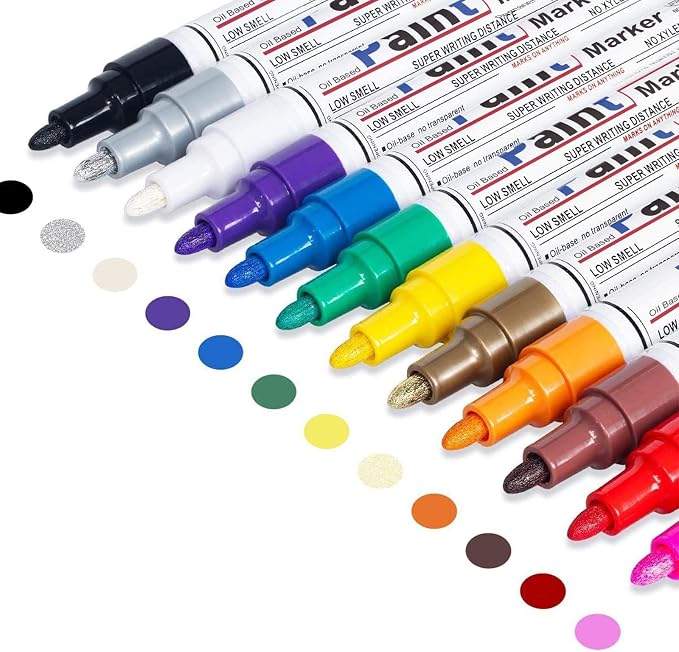 Oil Based Paint Pen, Permanent Paint Marker: Quick-Dry, Waterproof Marker Set by dapawin