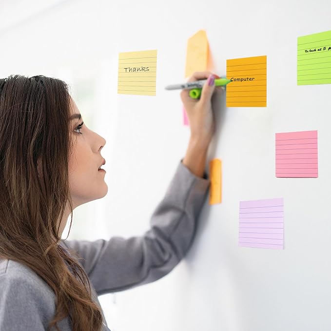 HQCME 9 Pack Lined Sticky Notes 3x3 in Post Sticky Notes - Image 5
