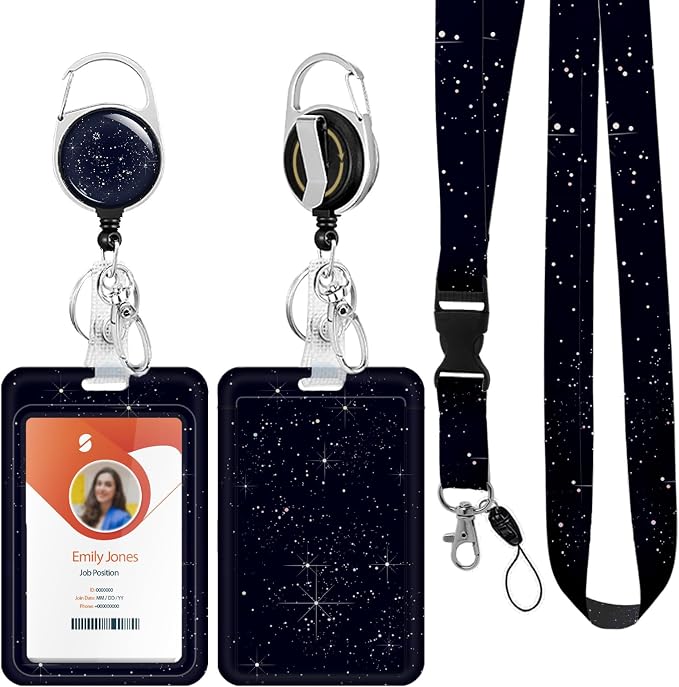 ID Badge Holder with Lanyard, Retractable ID Badge Card Holders Detachable Neck by Boutilon