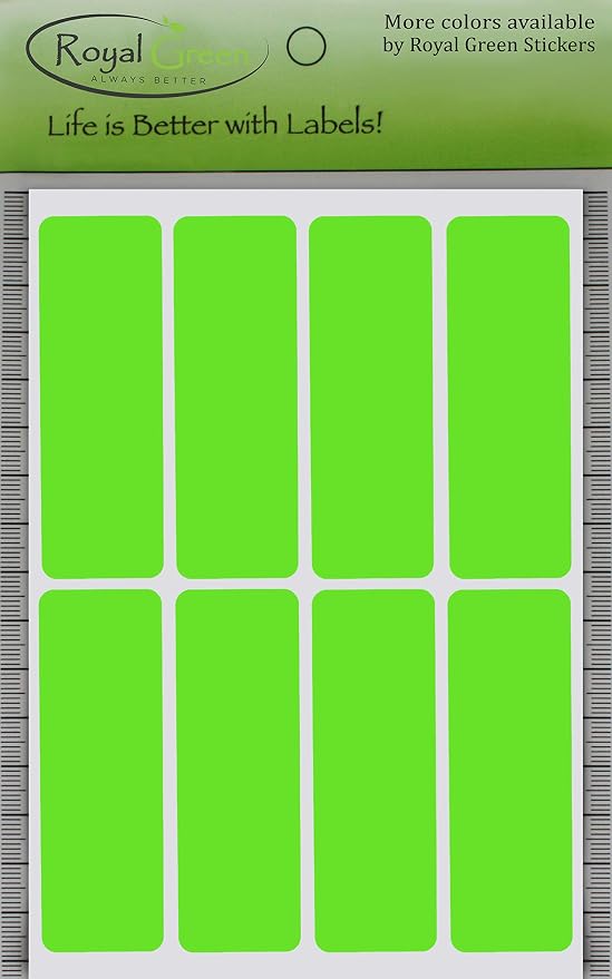 Royal Green Writable Rectangular Labels 1x3 in Neon Green - Image 2