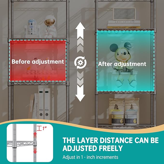 SINGAYE 5 Tier Shelf Wire Shelving Adjustable Storage Shelves Rack Standing - Image 5