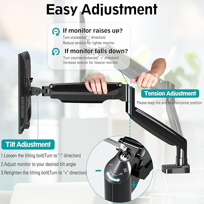 MOUNT PRO Dual Monitor Desk Mount fits 22” to 35” Ultrawide Computer Screen, Holds up to 26.4lbs Each, Fully Adjustable Long Monitor Arm for Two Monitors, Gas Spring Monitor Stand, 100x100 VESA Mount-DeskLoop Office