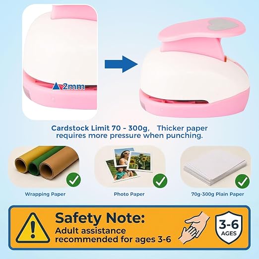 LOVEINUSA Pink Heart Shape Hole Punch 3PCS Set, High Precision Design - Image 6