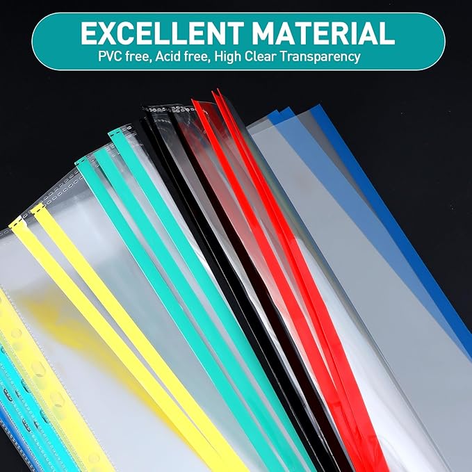 Sheet Protectors, PANDRI 500 Pack Color Heavy Duty Plastic Page Protectors - Image 3