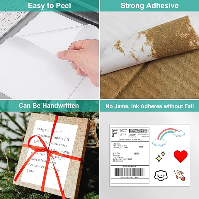 MFLABEL Half Sheet Label Laser/Ink Jet Shipping Label 8.5 x 11 Inches Packaging Labels, Address Labels for Laser & Inkjet Printers, 600 Count(300 Sheets)-DeskLoop Office