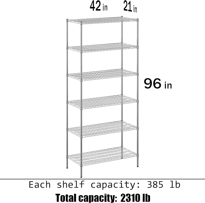 Regal Altair 21" Deep x 42" Wide x 96" Height Wire Shelving Kit | 6-Tier | NSF - Image 3