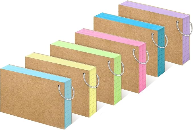MIUTME 276PCS Index Cards With Ring, 3x5 Inches Colored Flash Cards, Lined on by MIUTME