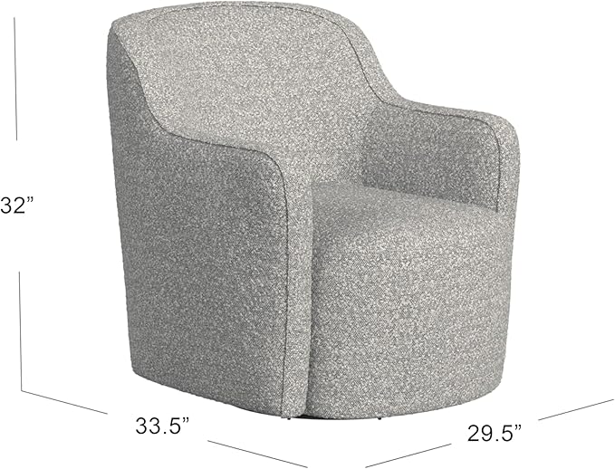 Upholstered 360° Barrel Back Swivel Chair | Accent Chairs for Living Room & Bedroom | Decorative Home Furniture, White Boucle with Gray Yarn-DeskLoop Office