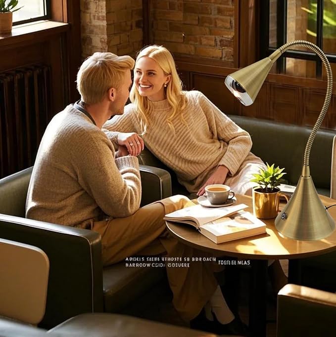 HomeFocus Desk Lamp,Bedside Table Lamp,Dimmable Task Light,Flexible Gooseneck Lamp,3-Touch Brightness & Eye-Caring Reading Light,LED Desk Lamp for Home,College Dorm,Reading,Metal,(Gold).-DeskLoop Office