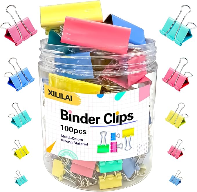 Binder Clips, Medium Small Binder Clips by XILILAI