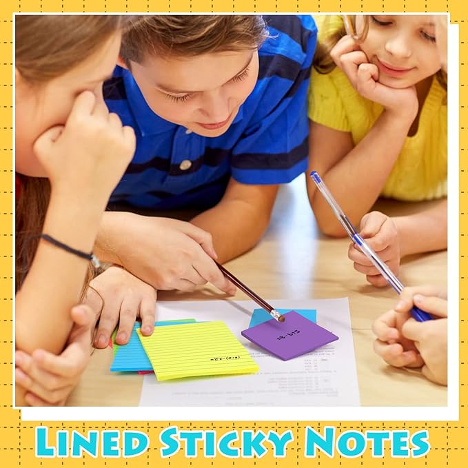Yexiya 64 Pcs Lined Sticky Notes Self Stick Notes with Lines Bright Assorted Colors Sticky Pad for Home Office Products Post Memos, 1920 Sheets(4 x 6 Inch, 3 x 3 Inch,Stylish Color)-DeskLoop Office
