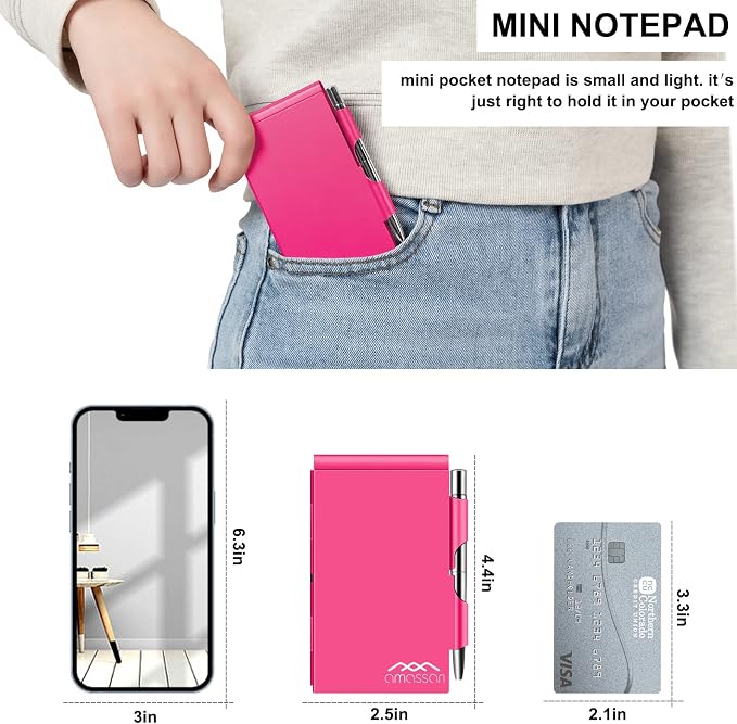 Metal Pocket Notebook, Portable Small Pocket Notepad Aluminum Note Case - Image 3