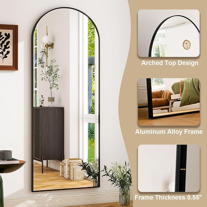 HARRITPURE 28" x 71" Full Length Mirror - Aluminum Alloy Frame Full Body Mirror - Black Extra Large Floor Mirrors for Bedroom, Living Room, Bathroom-DeskLoop Office