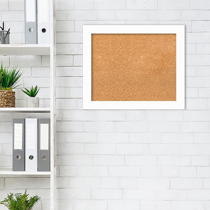 Amanti Art Natural Cork Board for Wall, 19x23 Vision Board with White Frame, Small Corkboard Office Decor for Home Organization, Casual Corkboard Pinboard to Display Items for Home Organization in-DeskLoop Office