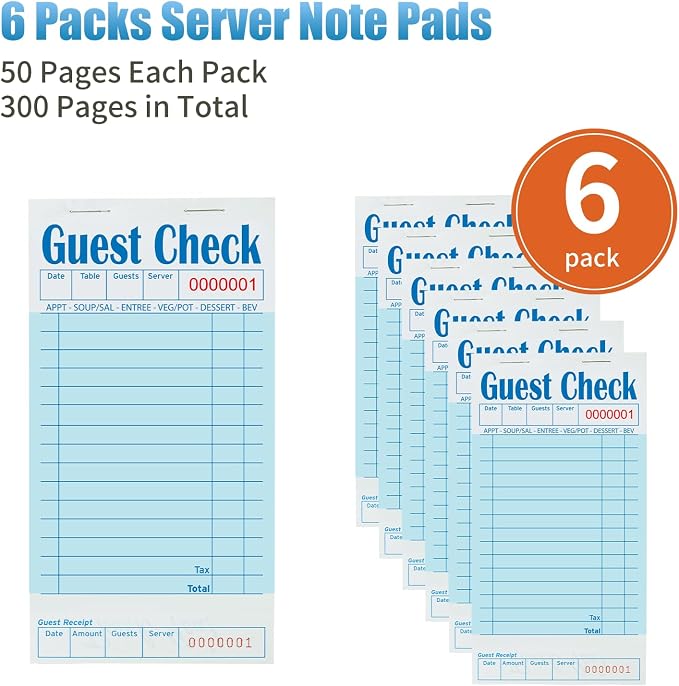 ZPARIK 6 Pack Blue Guest Checks Books - Image 4