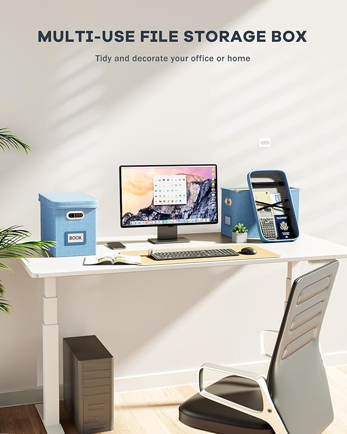 Oterri Portable Document Organizer with Lid, Hanging Storage Box with Mesh Pocket for Letter Files, Smooth Sliding Rail - Sky-blue (1 PCS)-DeskLoop Office