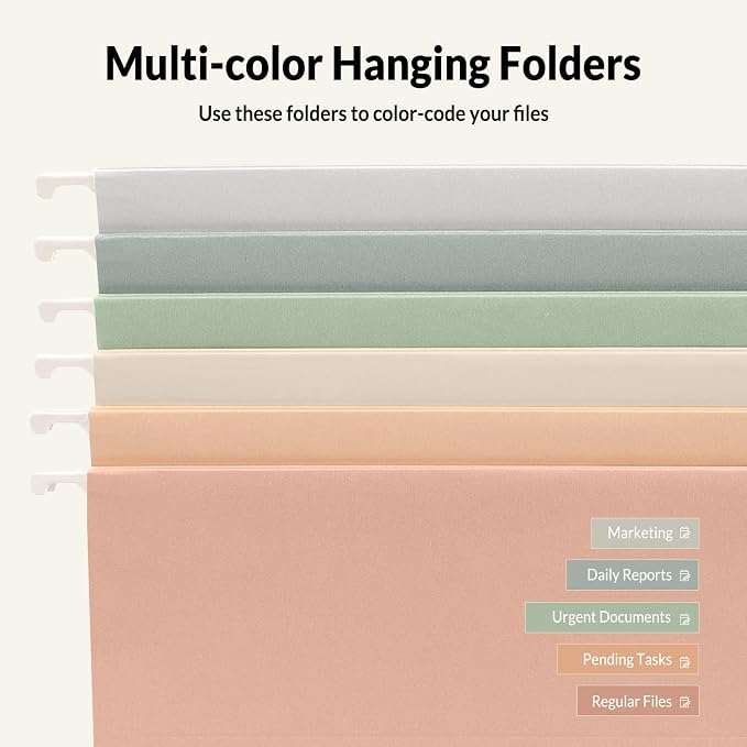 SUNEE Hanging File Folders, 6 Pack Letter Size Hanging File Folders - Image 4