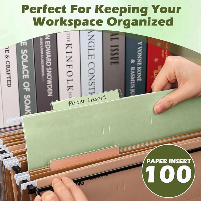 100 Pcs Hanging File Folder Tab Inserts 4 Inch Colored Blank File Tab Hanging - Image 5