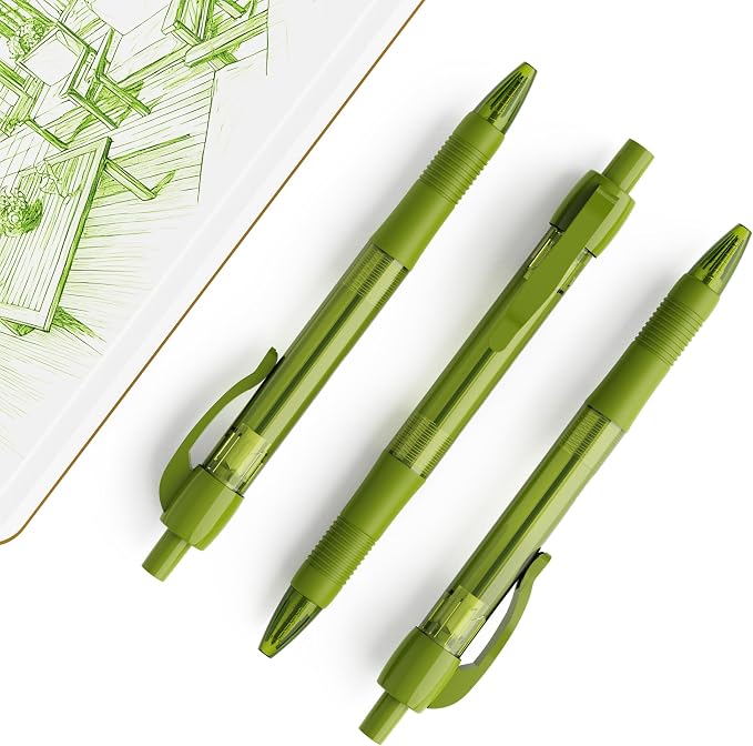 deegtran Pens Bulk, 30 Pack No Bleed Sage Green Ink Click Pens - Image 5