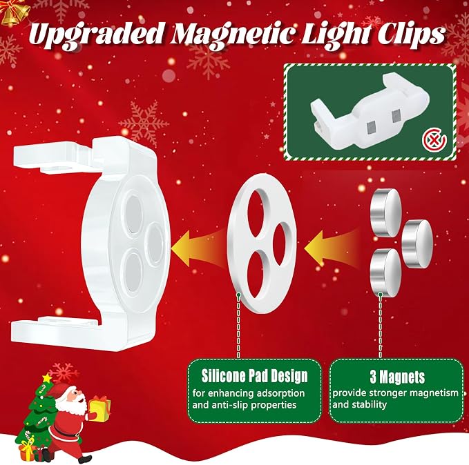 UQM 50 Pack C9 Magnetic Christmas Light Clips, Extra Strong Magnetic Clips Hooks - Image 4