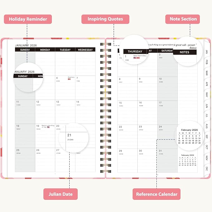 2026 Planner, Weekly and Monthly Calendar Academic Planner, Jan 2026 - Image 2