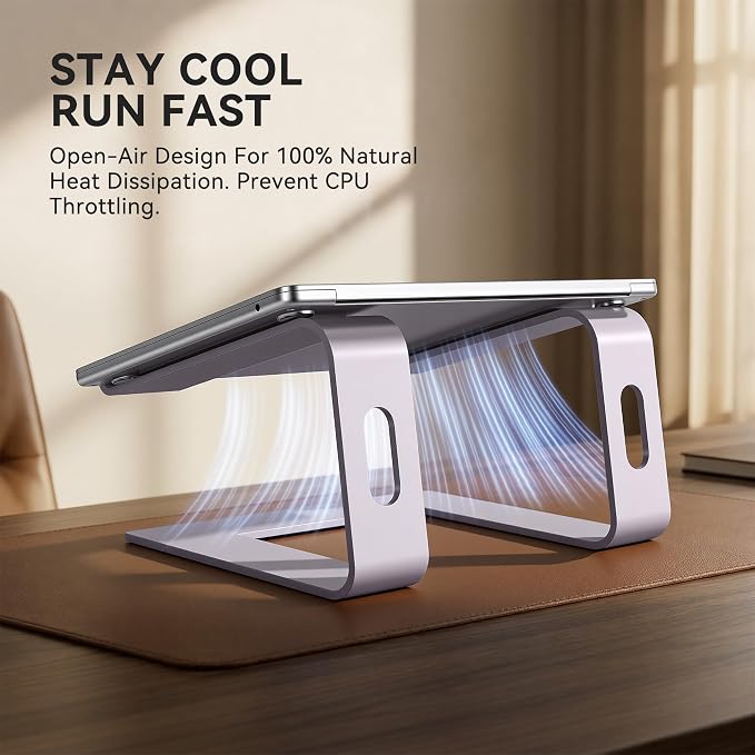 SOUNDANCE Laptop Stand, Aluminum Computer Riser, Ergonomic Laptops Elevator - Image 2
