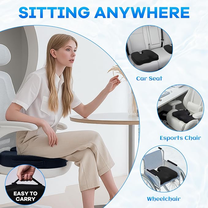 Gel Seat Cushion & Lumbar Support Pillow Set, Cooling Memory Foam - Image 5