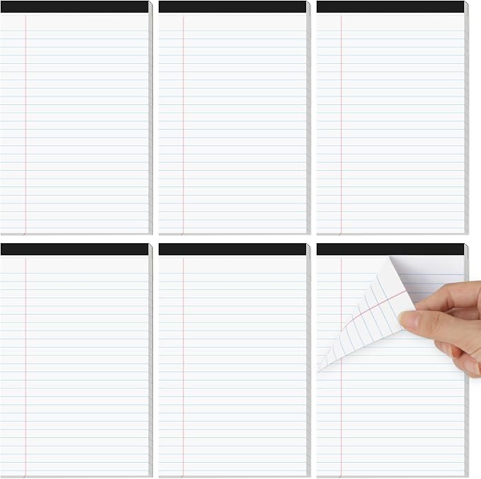 Utron 6 PCS Small Legal Pads 5x8 White, Narrow Ruled Small Note Pads 5x8 by Utron