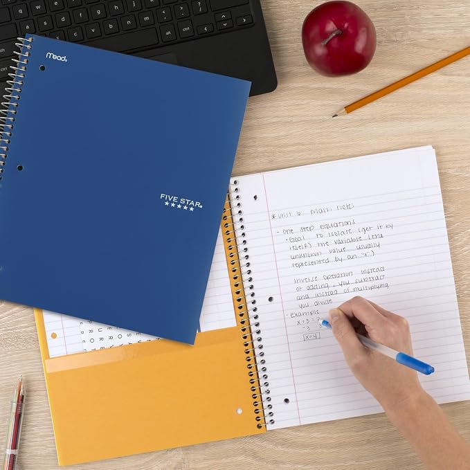 Five Star Spiral Notebook + Study App, 6 Pack, 5 Subject, College Ruled Paper - Image 7