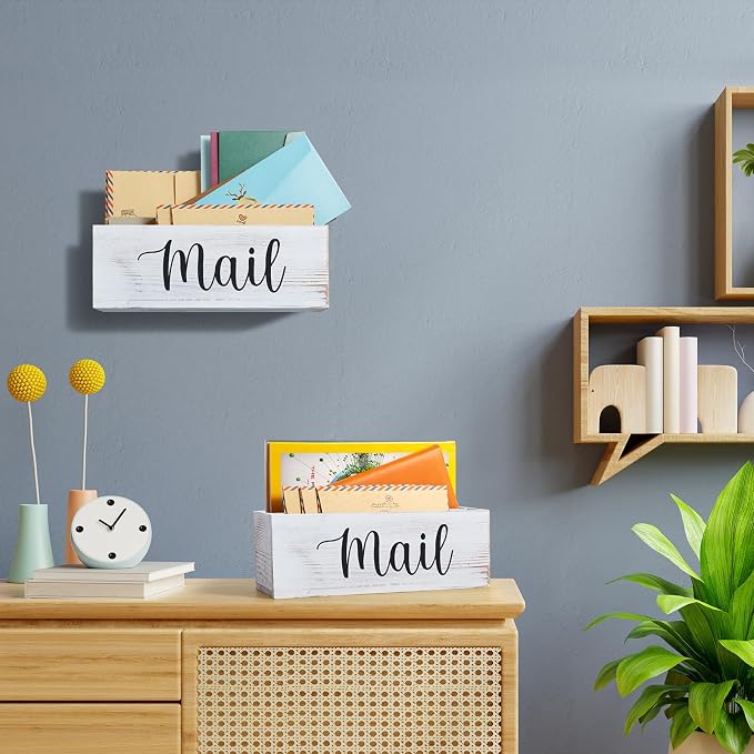 DRASTAR Mail Organizer Countertop, Mail Holder Wall Mount, Retro White Mail - Image 7