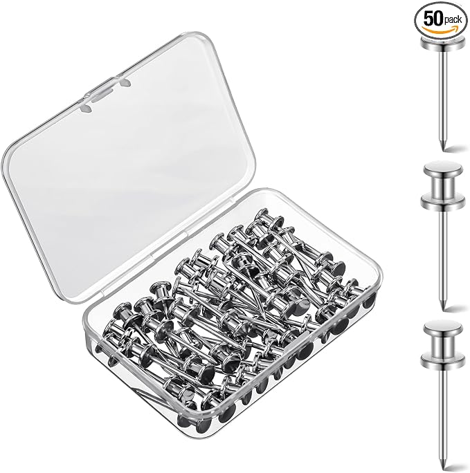 Watersay 50 Pcs Double Headed Picture Hanging Nails Long Push Pins by Unknown