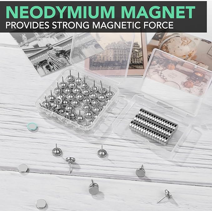 E BAVITE Magnetic Push Pins ThumbTacks, 36 Sets Magnet Pushpins - Image 5
