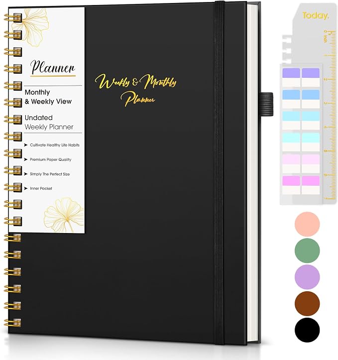 Undated Weekly and Monthly Planner, B5 Large Weekly To Do List Notebook by FABLSOTH