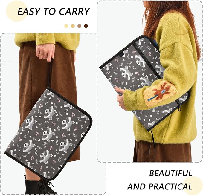 Expanding File Folder Raccoon Grey Accordion File Organizer 13 Pockets Document - Image 2
