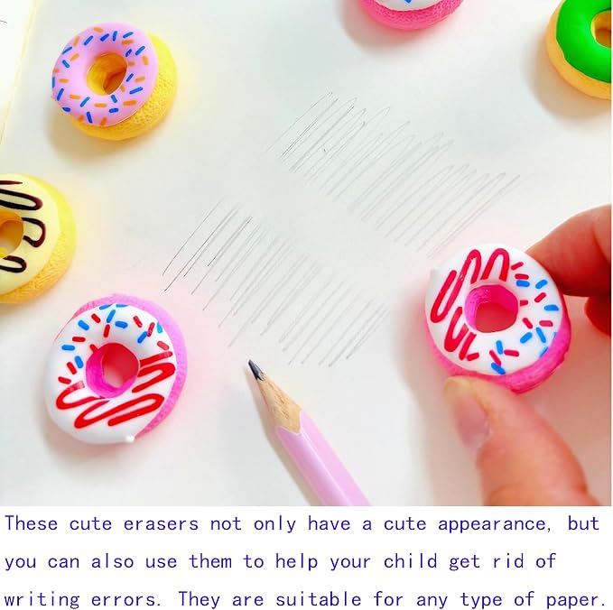 30PCS Cute Fun Donut Erasers for Kids Bulk, Back to School Party Gifts - Image 3