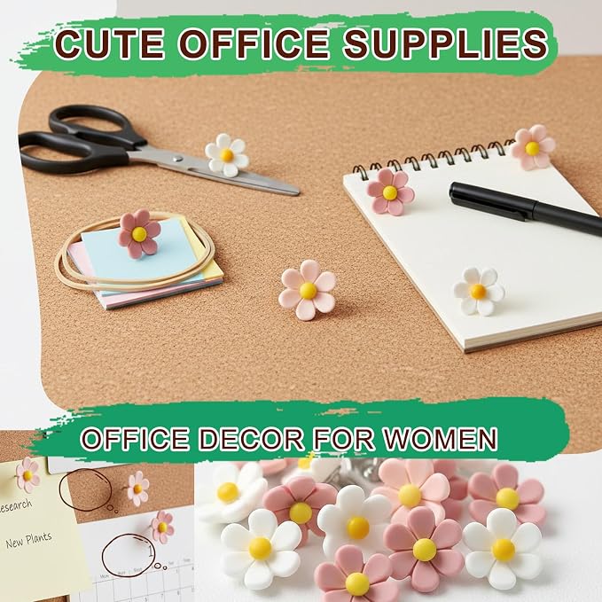 30pcs - 3 Colors Flower Push Pins Cute Thumb Tacks - Image 8