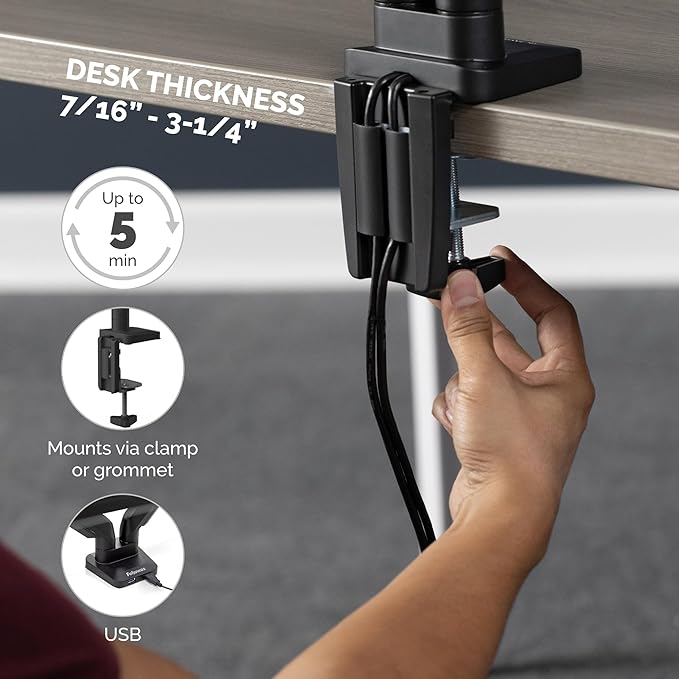 Fellowes 8043401 Platinum Series Stacked Monitor Mount, Adjustable Computer Monitor Stand for 2 Monitors with Dual Monitor Arms, 32 Inch Monitor Capacity-DeskLoop Office