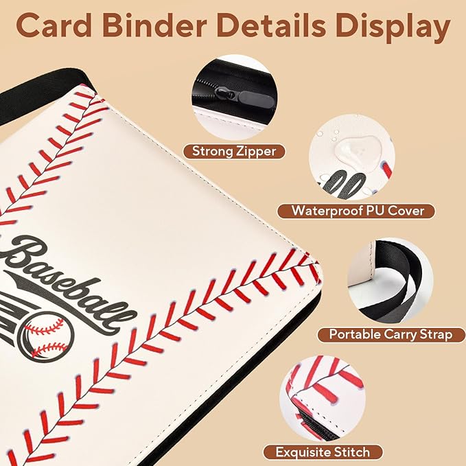 Baseball Card Binder 9 Pocket, 1080 Pockets Trading Card Binder - Image 3