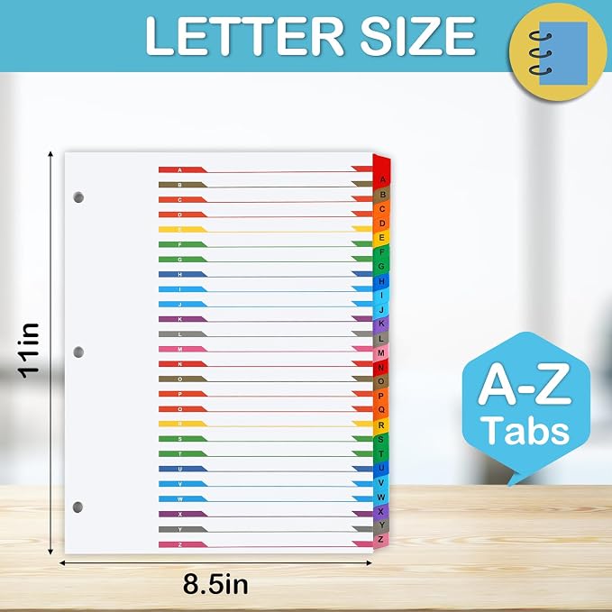 Alphabet Binder Dividers for 3 Ring Binder, COIDEA A-Z Dividers for 3 Ring - Image 2