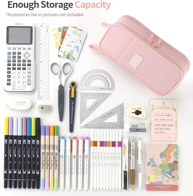 CICIMELON Large Pencil Case Big Storage Pen Pouch Bag with Compartment for School Supplies Office College Teen Boys Girls Adults, Upgraded Pink-DeskLoop Office